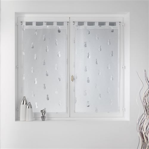 Paire droite passants 2x60x90 cm voile sable imp. metallise samba Blanc/Argent