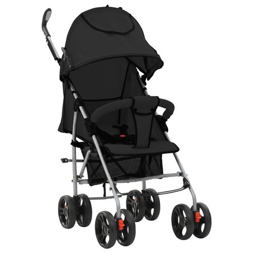 vidaXL Poussette/landau pliable 2-en-1 Acier Noir