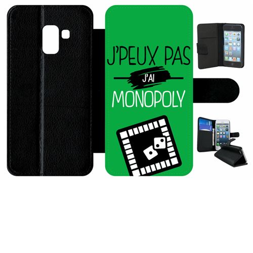 Etui My-Kase pour Galaxy A8 (2018) - j peux pas j ai monopoly 11 - Simili-cuir Noir