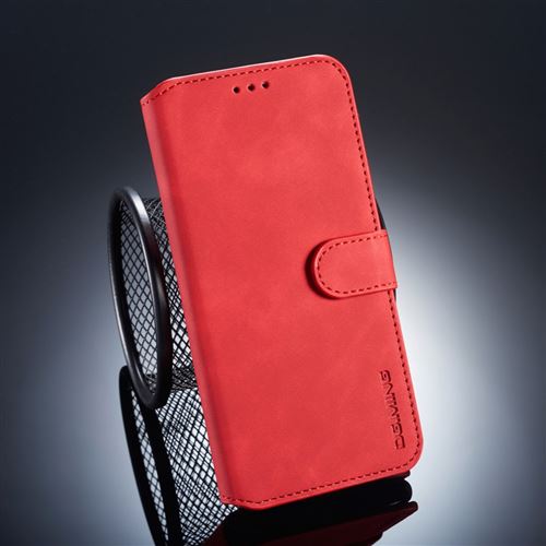 Etui en PU style rétro rouge pour votre Samsung Galaxy A6+ (2018)