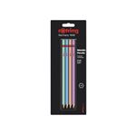 rOtring, Set de 4 Crayons en bois Métalliques HB : Vert, Bleu, Orange et Rose