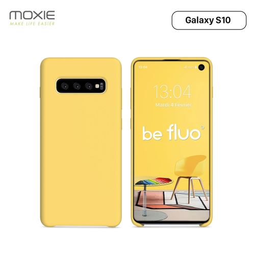 Coque Galaxy S10 Moxie BeFluo® Coque Silicone Liquide Fine et Légère, Anti-chocs et Anti-rayures - Jaune Clair