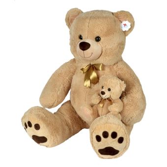 Peluche XL maman ours avec ourson 140 cm