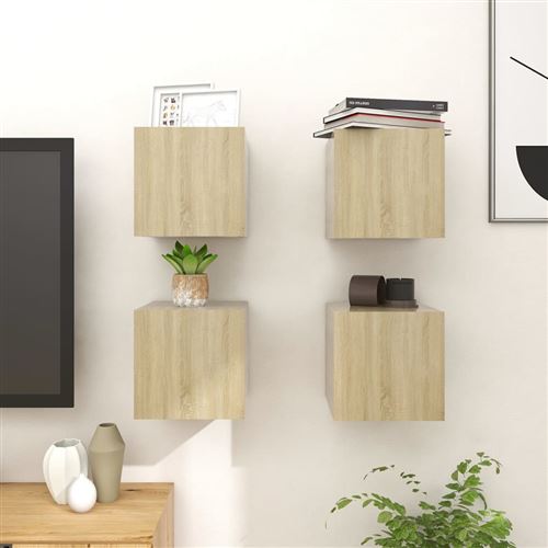 vidaXL Meubles TV muraux 4 pcs Chêne sonoma 30,5x30x30 cm