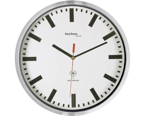 Techno Line WT8990 radiopiloté(e) Horloge murale 30 cm x 5 cm argent (métallisé)