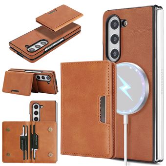 Portefeuille Magnétique MagSafe pour Coque Samsung  Z Filp 3 - Charge Sans Fil - Marron - 1