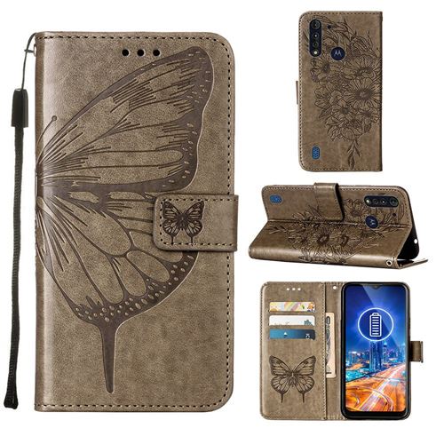 MPFRANCE Housse pour Motorola Moto G8 Power Lite Gris [Papillon V3]