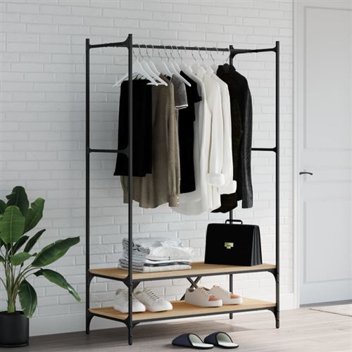 vidaXL Porte-vêtements avec étagères chêne sonoma bois d'ingénierie