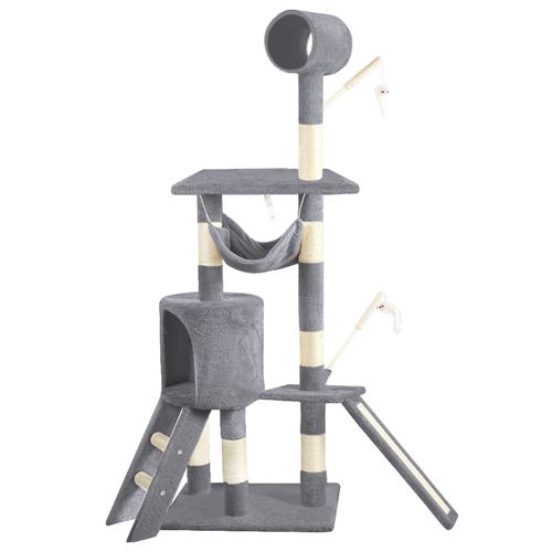 Meilleurs prix pour Arbre à Chat 154cm avec Griffoir Plateforme Niche XXL Gris