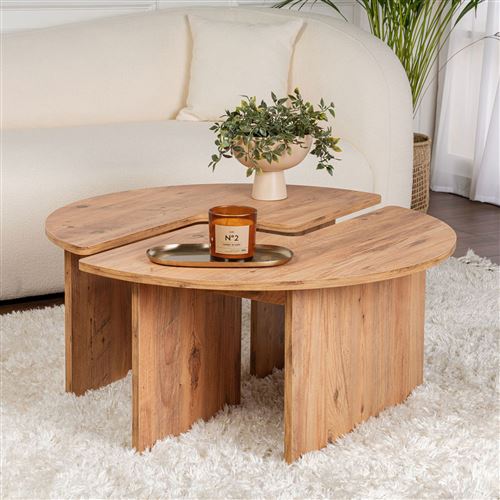 Non Communiqué Naturel Lot De 2 Tables Basses 90 Cm - Calyon
