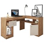 Bureau d'angle BOB imitation hêtre portes blanches