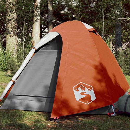 vidaXL Kuppel-Campingzelt 2 Personen Grau und Orange Wasserdicht
