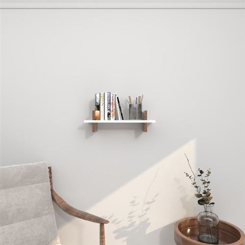 HOMEMANIA Étagère Norma - Blanc, Bois - 50 x 20 x 15 cm -