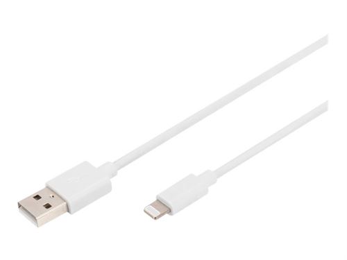 DIGITUS - Lightning-kabel - USB male naar Lightning male - 2 m - dubbel afgeschermd - wit - voor Apple 10.2-inch iPad; AirPods Max; AirPods Pro; iPhone 11, 12, 13, SE