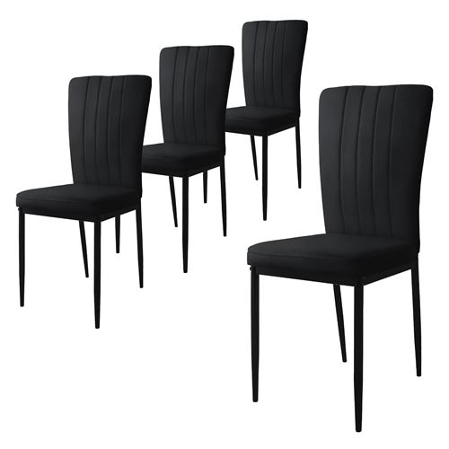 ML-Design Lot de 4 Chaises de Salle à Manger, Noir, en Velours Respirant et Doux, Fauteuil