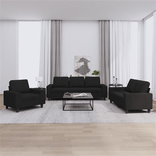 Non Communiqué Noir Vidaxl Ensemble De Canapés 3 Pcs Tissu