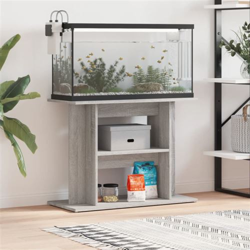 Support pour aquarium sonoma gris 80x35x60 cm bois d ingénierie