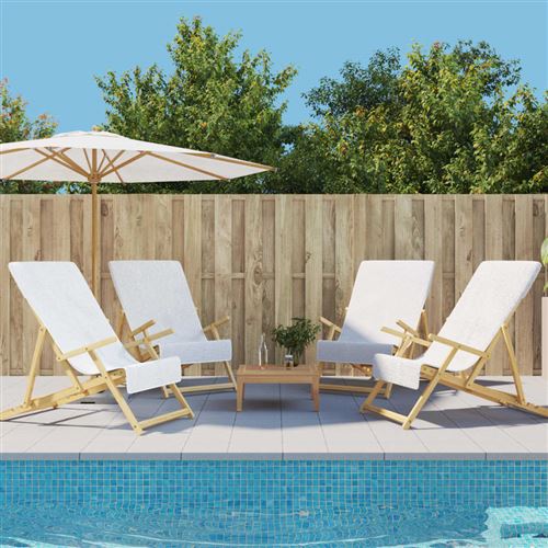 vidaXL Serviettes de plage 4 pcs blanc 60x135 cm tissu 400 GSM