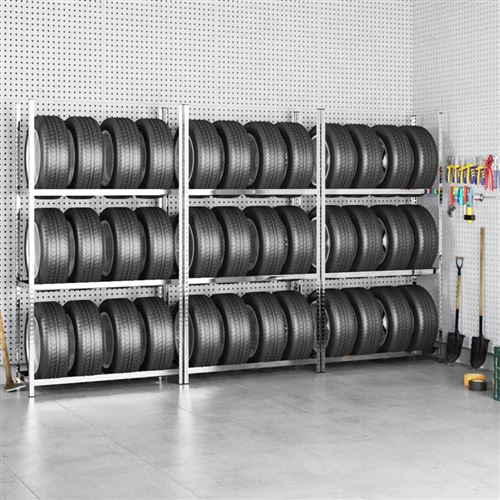 VIDAXL - Etagère de Rangement pour Pneus - 3 Niveaux - Acier - 110x40x200 cm - Argent - Image 2