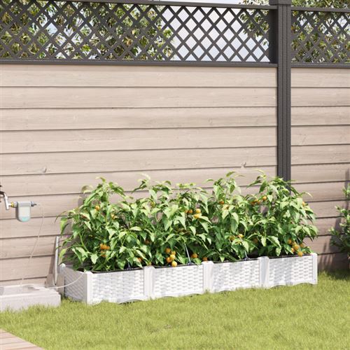 Jardinières avec système d irrigation 4 pcs Blanc