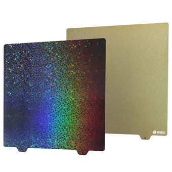 Plaque De Construction Imprimante 3D Double Face 350x350 Mm - Face PEO Texture Strass / Face PEI Givrée - Magnétique - 12