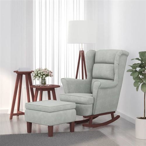 Non Communiqué Gris Vidaxl Fauteuil À Basculemet Houten Poten En Voetenbank Velours Clair
