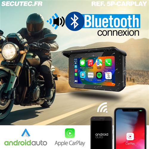 4.3/5 Moto GPS Moto Navigateur Carplay, Autoradio Android IPX7 Étanche  Extérieur, WiFi 4G USB, Bluetooth Double Canal, Téléphone Mains Libres