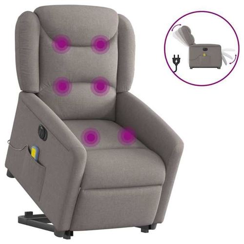 Non Communiqué Gris Vidaxl Fauteuil De Relaxation, Massage, Inclinable Électrique Réglable Tissu Taupe