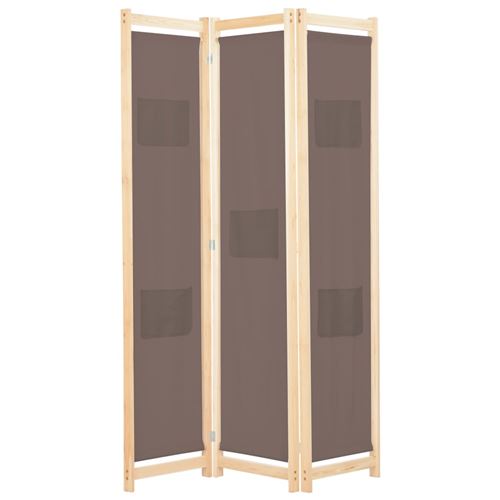 vidaXL Cloison de séparation 3 panneaux Marron 120x170x4 cm Tissu
