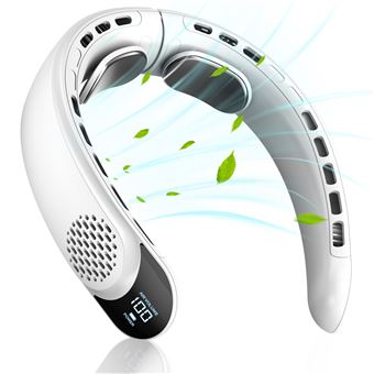 Ventilateur de Cou Portable Sans Pale | Rechargeable USB 4000mAh | Silencieux 3 Vitesses - Blanc - 1