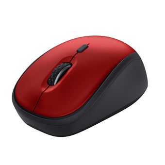Trust Yvi+ - Souris - silencieuse - pour droitiers - optique - 4 boutons - sans fil - 2.4 GHz - récepteur sans fil USB - rouge - 1