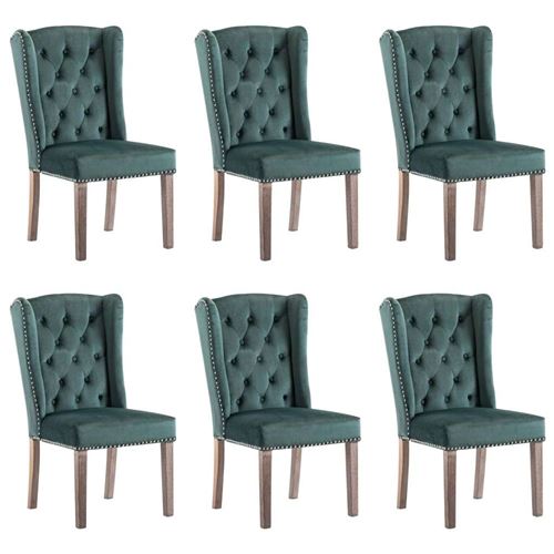 vidaXL Chaises de salle à manger 6 pcs Vert foncé Velours