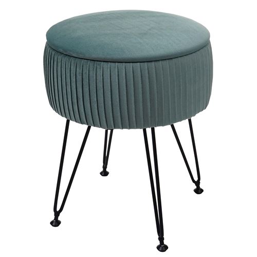 Mendler Vert Pouf Rond En Velours - Image 3