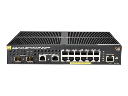 Hpe Aruba 2930F 12G Poe+ 2G/2Sfp+ - Commutateur - C3 - Géré - 12 X 10/100/1000 (Poe+) + 2 X 1 Gigabit/10 Gigabit Sfp+ (Liaison Montante) + 2 X 10/100/1000 - Montable Sur Rack - Poe+ (139 W)