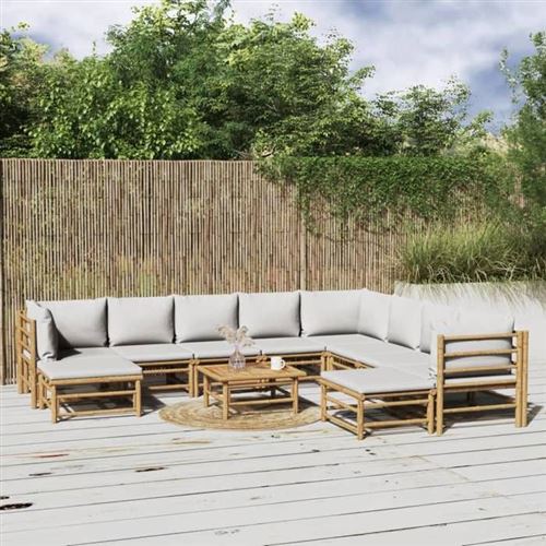 Non Communiqué Gris Salon De Jardin Modulable Vidaxl Bambou 10 Personnes 11 Pieces