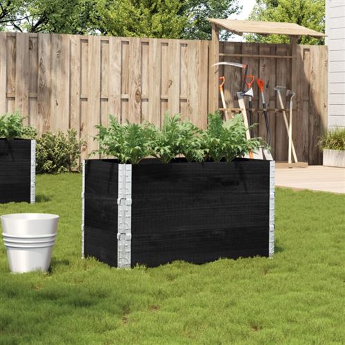 VIDAXL - Jardinière - Bois de Pin Massif - Noir - 100x50 cm - Image 2