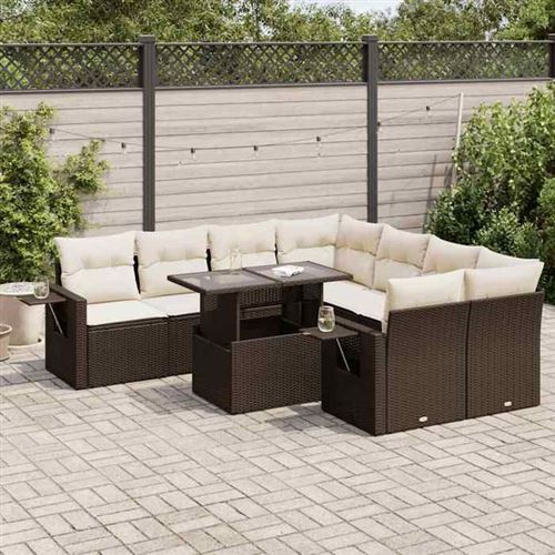 Non Communiqué Marron Salon De Jardin Vidaxl Resine Tressee 9 Pieces X 62 X 69 8 Personnes