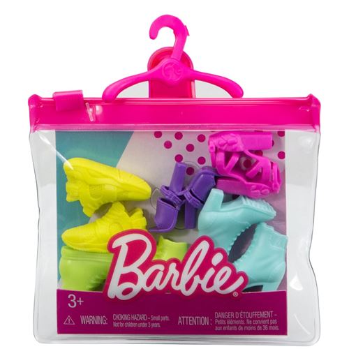 Barbie Shoe Pack - HBV29 - Ensemble de chaussures, talons, baskets pour poupée Barbie
