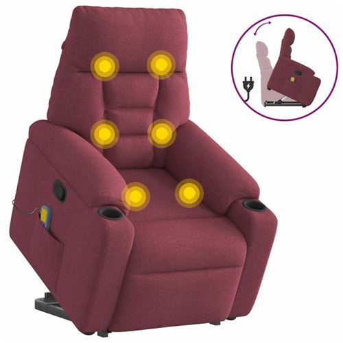 Vidaxl Rouge Fauteuil Massage Inclinable - Bordeaux - Image 3