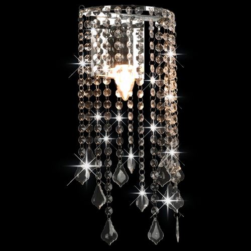 vidaXL Plafonnier et perles cristal Argenté Rectangulaire Ampoules E14