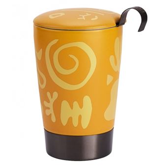 Tasse en porcelaine à double paroi avec infuseur Opéra Jaune - 1