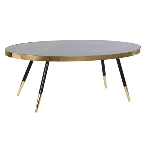 Table d'appoint DKD Home Decor Noir Doré Verre Acier 110 x 50 x 41,5 cm