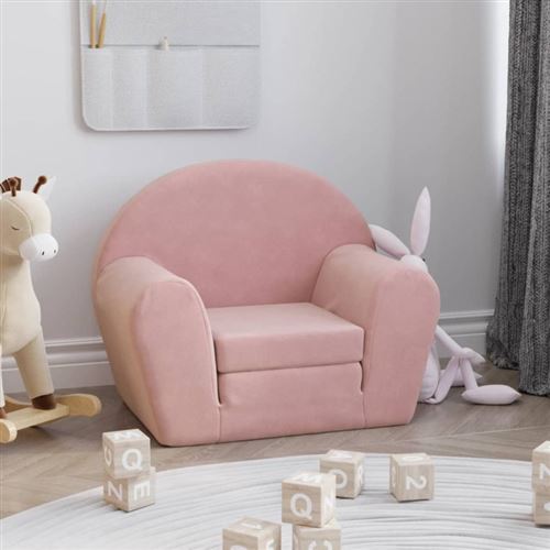 Vidaxl Rose Canapé Lit Pour Enfants Peluche Douce - Image 2