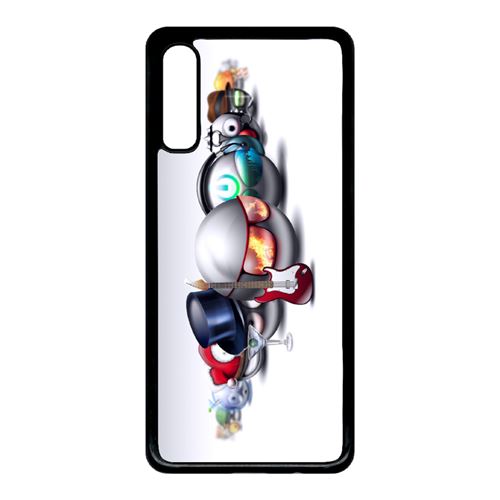 Coque My-Kase pour Galaxy A70 - rocking smileys - Plastique Noir