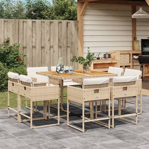 Non Communiqué Beige Vidaxl Ensemble À Manger De Jardin Et Coussins 9 Pcs Poly Rotin 3278151