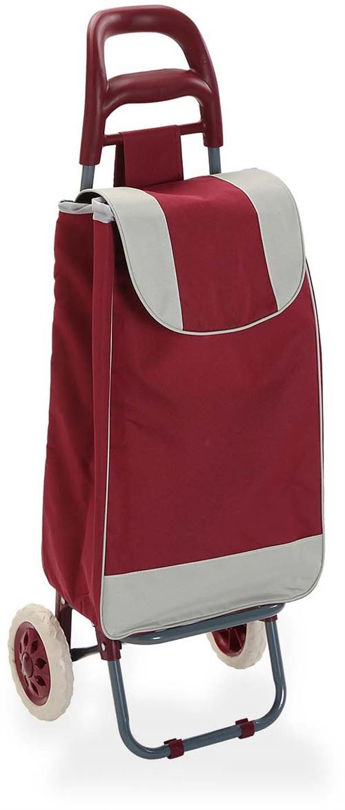 Versa - Chariot shopping en polyester 2 roulettes bicolores rouge