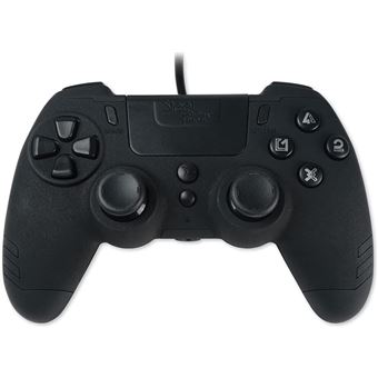 Steelplay Slimpack - Manette filaire (câble de 3m), Compatible PS4/PS3/PC, Double Retour de Vibration, 4 palettes arrière programmables, Ergonomique et Confortable - Noir