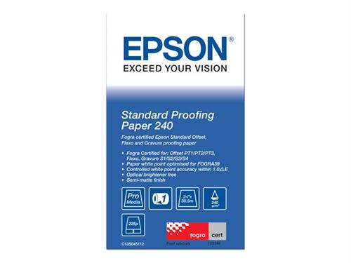 Epson Proofing Paper Standard - Semi-mat - 9 mils - Rouleau (61 cm x 30,5 m) - 240 g/m² - 1 rouleau(x) papier épreuve - pour SureColor SC-P10000, P20000, P6000, P7000, P7500, P8000, P9000, P9500, T3200, T5200, T7200