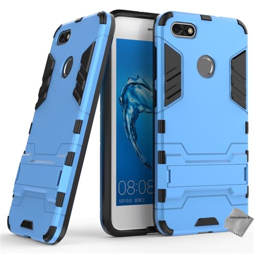 Housse etui coque rigide anti choc pour Huawei Y6 Pro (2017) avec verre trempe - BLEU CLAIR