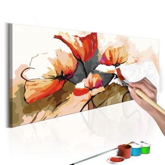 Tableau A Peindre Par Soi Meme Fleurs Coquelicots Delicats Decoration Image Art Peinture Par Numeros Kits De Peinture Pour Adultes 100x40 Cm Achat Prix Fnac